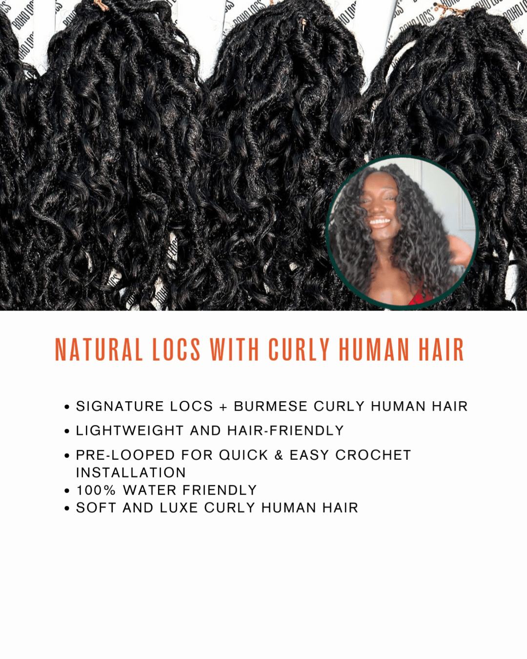 Burmese Curly Human Hair Hybrid Locs in Naturel 22"