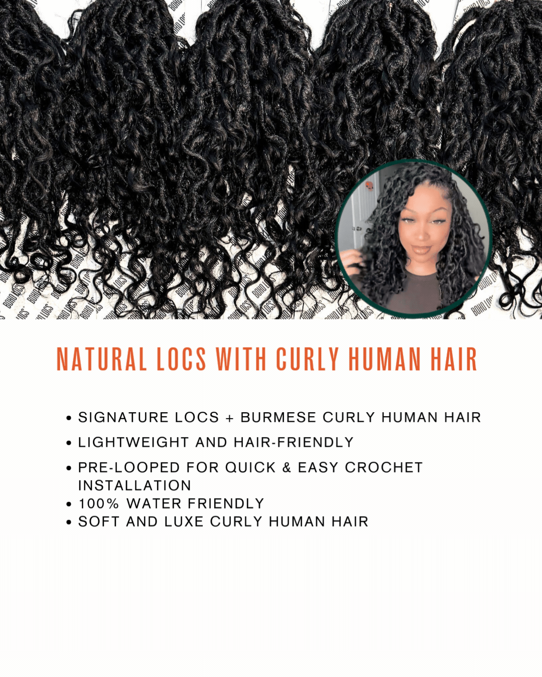 Burmese Curly Human Hair Hybrid Locs in Naturel 12"