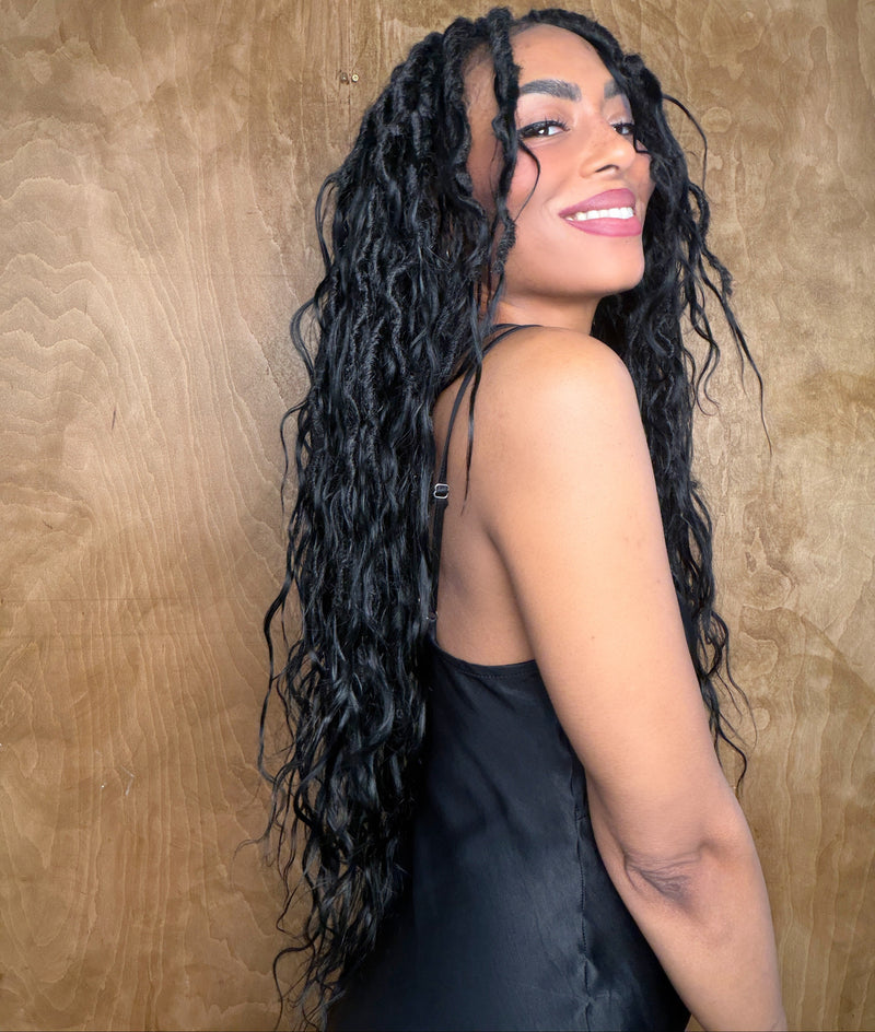 Raw Indian Human Hair Hybrid Locs in Naturel 22"