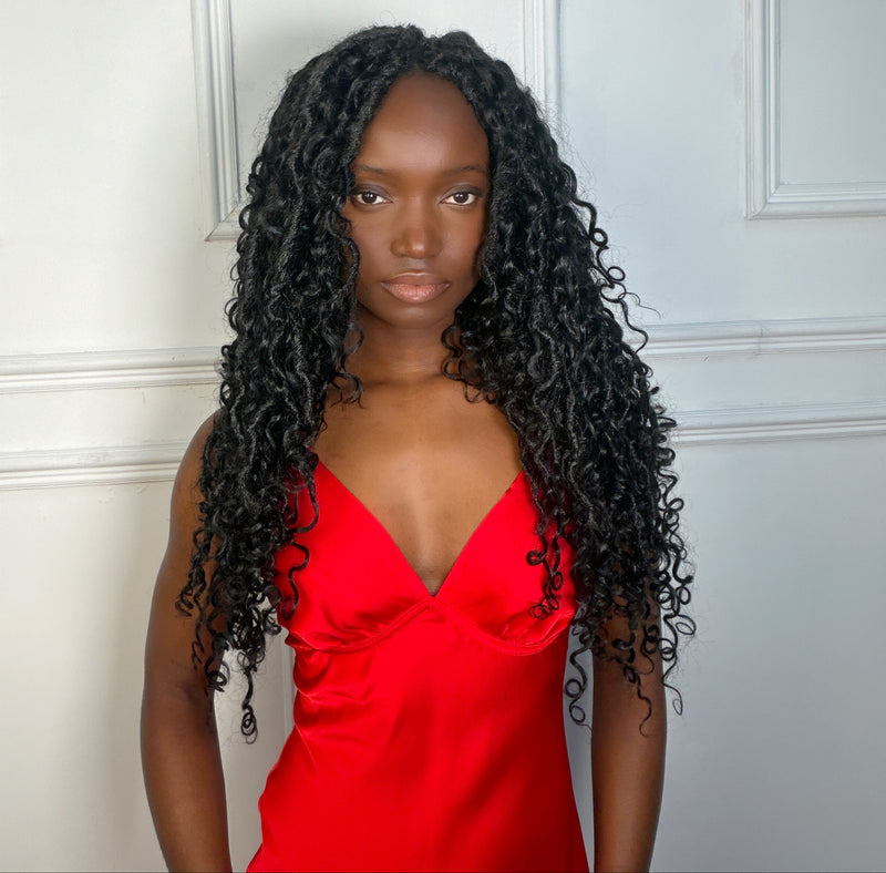 Burmese Curly Human Hair Hybrid Locs in Naturel 22"