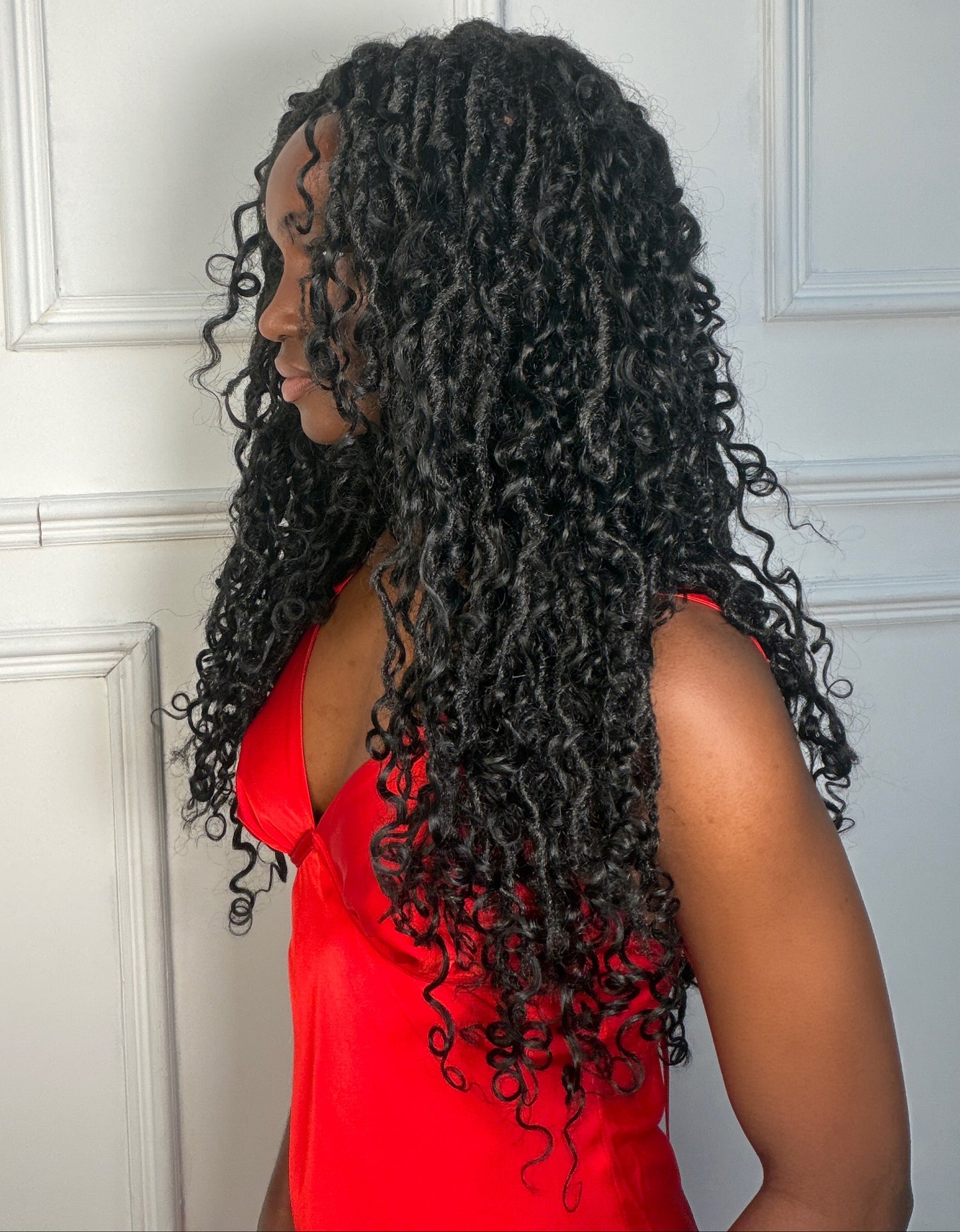 Burmese Curly Human Hair Hybrid Locs in Naturel 22"