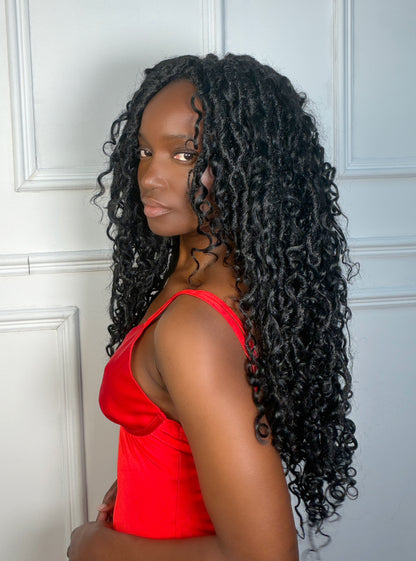 Burmese Curly Human Hair Hybrid Locs in Naturel 22"