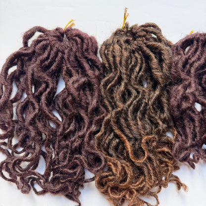 Boho Short Goddess Locs in Brauburn 6"