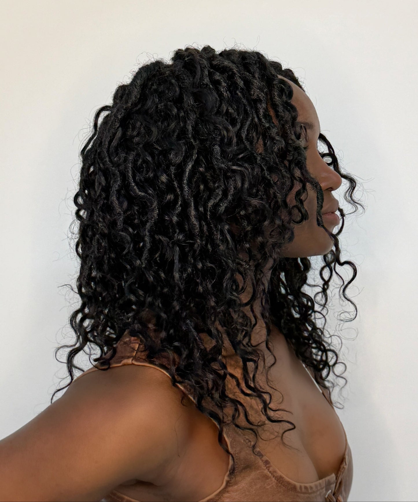 Burmese Curly Human Hair Hybrid Locs in Naturel 12"