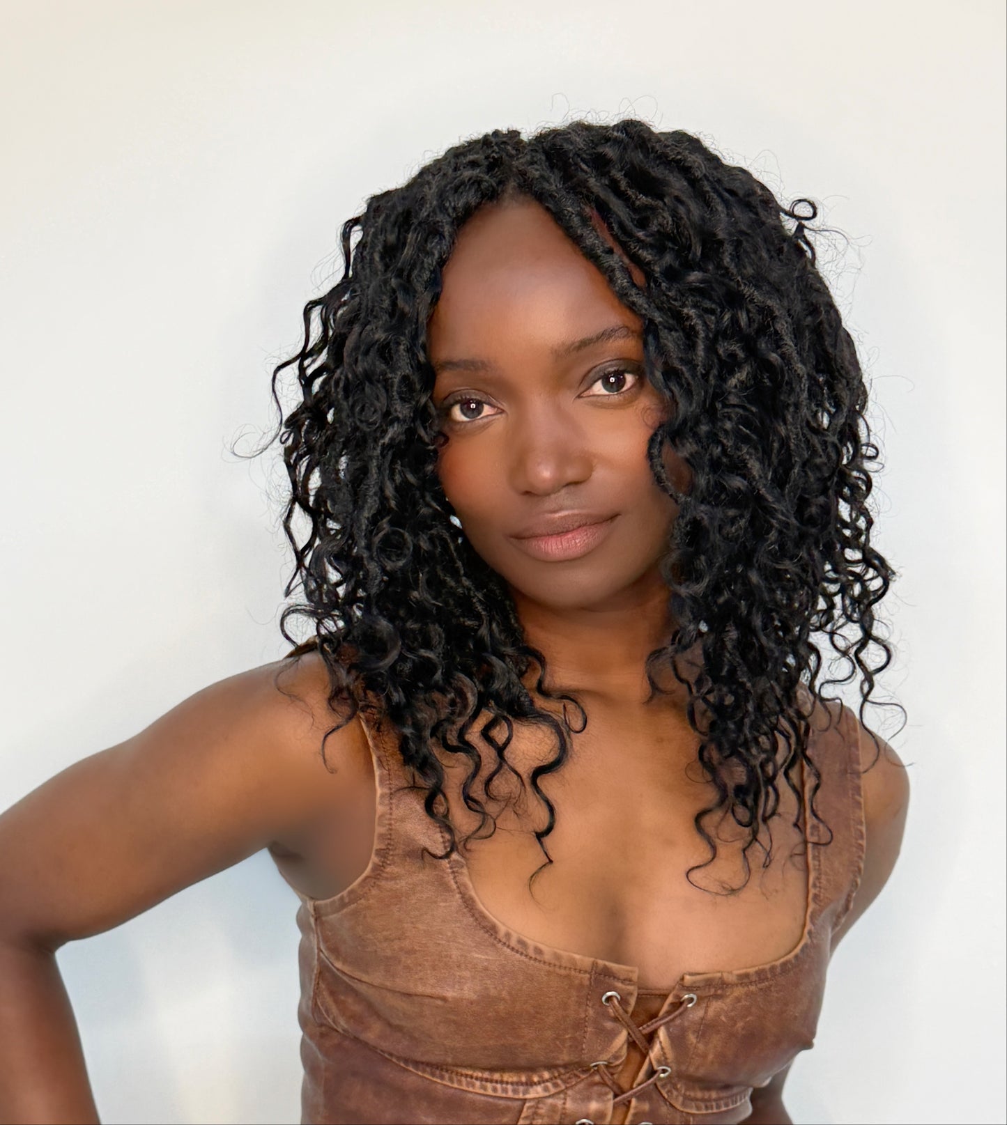 Burmese Curly Human Hair Hybrid Locs in Naturel 12"