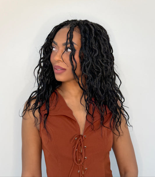 Raw Indian Human Hair Hybrid Locs in Naturel 12"
