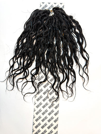 Raw Indian Human Hair Hybrid Locs in Naturel 12"