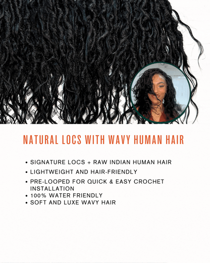 Raw Indian Human Hair Hybrid Locs in Naturel 12"