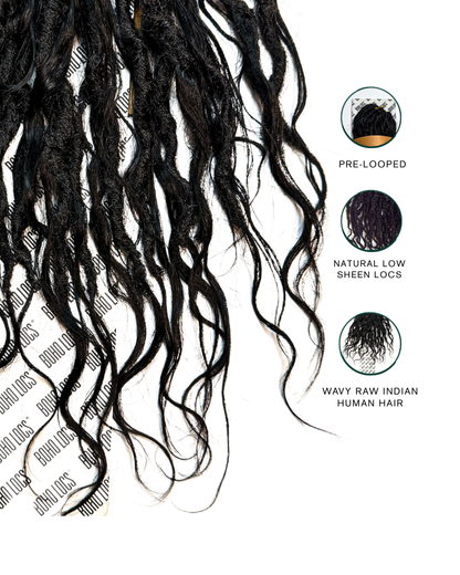 Raw Indian Human Hair Hybrid Locs in Naturel 12"