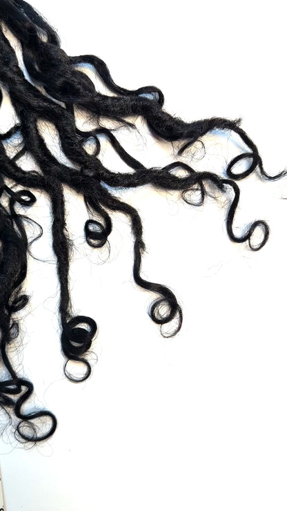 Burmese Curly Human Hair Hybrid Locs in Naturel 12"
