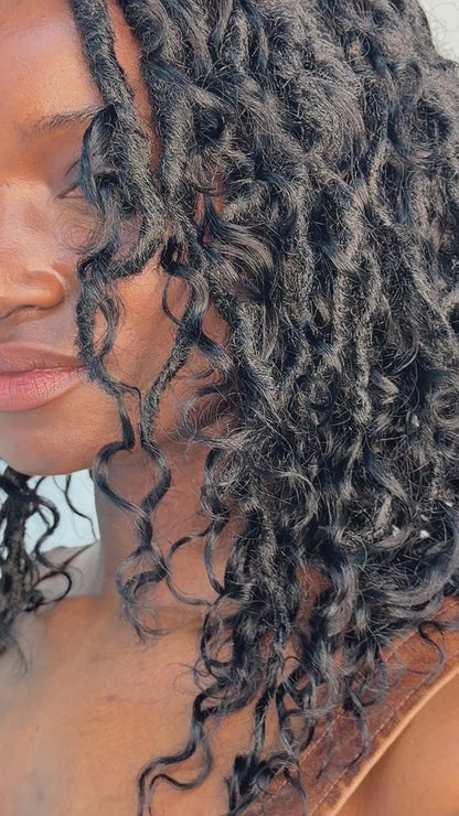 Burmese Curly Human Hair Hybrid Locs in Naturel 12"